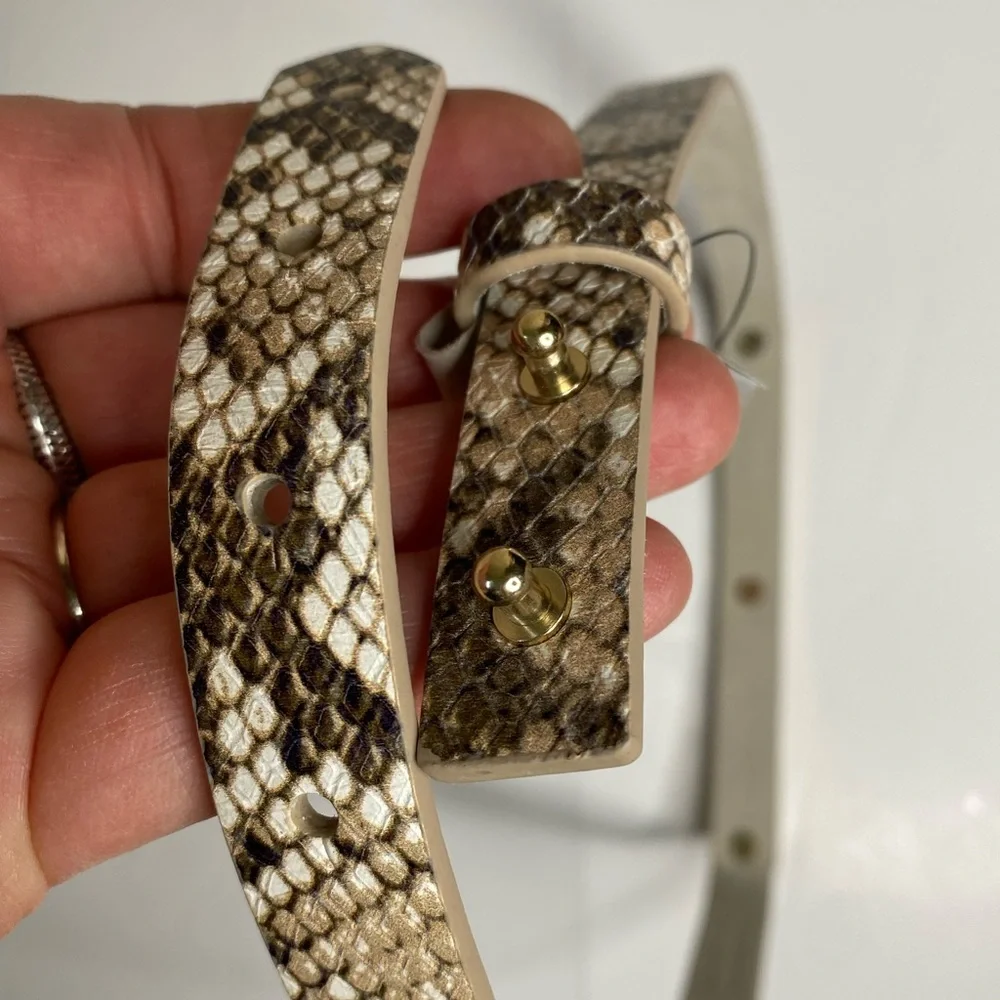 WHBM White House Black Market New with Tags Snake Print Leather Belt NWT Sz Sm